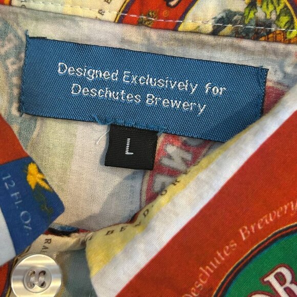 Deschutes Brewery Beer Label IPA Beer Button Down Shirt Size Large Oregon Brew - Picture 6 of 12
